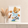 4 Мишка футболист Животные Медведь Спорт Для детей Детская Для мальчика Раскраска картина по номерам на холсте