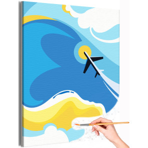1 Самолет в небе с облаками Для детей Для мальчика Для девочек Лёгкая Раскраска картина по номерам на холсте