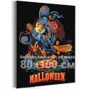 Ведьма на метле Хэллоуин Happy Halloween Праздник 80х100 Раскраска картина по номерам на холсте