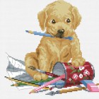 Щенок-художник Набор для вышивания Белоснежка
