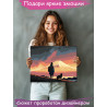 2 Девочка и кошка в горах Пейзаж Люди Девушка Природа Рассвет Япония Коты Раскраска картина по номерам на холсте