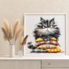 4 Недовольный кот на подушках Животные Кошки Котики Мем Смешная Для детей Детская Раскраска картина по номерам на холсте