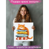 2 Рыжий кот на подушках Животные Кошки Котики Мем Смешная Для детей Детская Раскраска картина по номерам на холсте