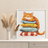 4 Рыжий кот на подушках Животные Кошки Котики Мем Смешная Для детей Детская Раскраска картина по номерам на холсте
