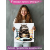 2 Кот на подушках Животные Кошки Котики Мем Смешная Для детей Детская Раскраска картина по номерам на холсте