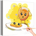 Яйцо и яичница Еда Для Кухни Натюрморт Для детей Легкая Мультики Раскраска картина по номерам на холсте