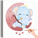 Влюбленный слоник на розовом месяце Коллекция Cute love Сердце Любовь Романтика Слоненок Животные Для детей Детские Для девочек Раскраска картина по номерам на холсте