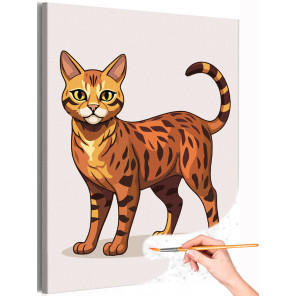 1 Бенгальская кошка Животные Котята Коты Для детей Детская Для мальчика Для девочки Легкая Раскраска картина по номерам на холст