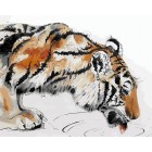 Тигр на водопое Раскраска картина по номерам акриловыми красками на холсте Menglei