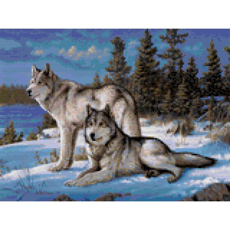 Волки в лесу Алмазная мозаика на твердой основе Iteso