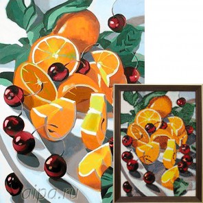 Крупно Апельсины и вишни Алмазная вышивка мозаика Гранни