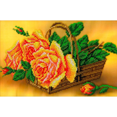Розы в корзине Набор для частичной вышивки бисером Вышиваем бисером