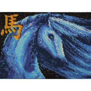 Синяя лошадь Набор для частичной вышивки бисером Вышиваем бисером