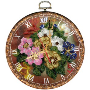 Часы Букет Набор с рамкой для частичной вышивки бисером Вышиваем бисером