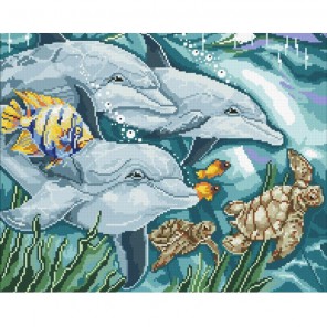 Дельфины Алмазная мозаика вышивка Паутинка