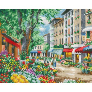 Цветочная улица Алмазная вышивка мозаика на подрамнике Белоснежка