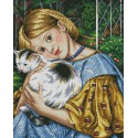 Девочка с кошкой Алмазная мозаика вышивка Painting Diamond