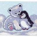 Мишка и пингвин Канва с рисунком для вышивки Матренин посад