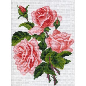 Схема и ключ Розовые розы Ткань с рисунком Матренин посад