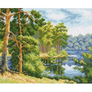 Озеро в лесу Ткань с рисунком Матренин посад