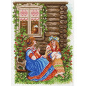 Деревенские посиделки Канва с рисунком для вышивки Матренин посад