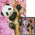 Панда на ветке сакуры Алмазная мозаика на подрамнике