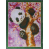 Панда на ветке сакуры Алмазная мозаика на подрамнике Цветной