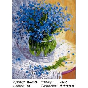 Незабудки ( художник Жанна Сидоренко ) Раскраска ( картина ) по номерам акриловыми красками на холсте Iteso