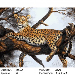 Леопард на отдыхе Раскраска картина по номерам акриловыми красками на холсте Белоснежка