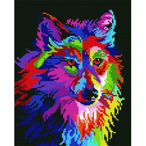 Радужный волк Алмазная мозаика на подрамнике