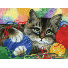 Котик с клубочками Раскраска картина по номерам на картоне Белоснежка