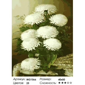 Количество цветов и сложность Белые хризантемы Раскраска картина по номерам на холсте Menglei