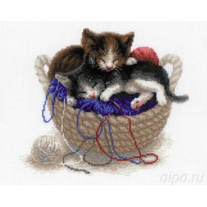 Котята в корзине Набор для вышивания Риолис
