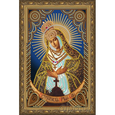 В рамке Остробрамская Пресвятая Богородица Алмазная частичная мозаика на подрамнике Color Kit