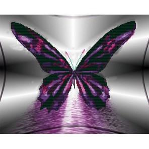 Сиреневая бабочка Алмазная вышивка (мозаика) Color Kit