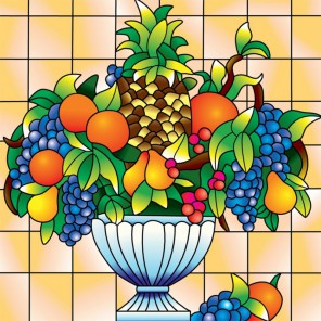  Состав набора Ваза с фруктами Набор с рамкой для создания картины-витража Color Kit