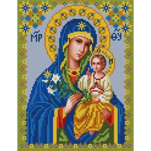 Пример оформления в рамке Богородица Неувядаемый цвет Канва с рисунком для вышивки бисером Конек 9216