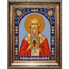 Пример оформления в рамке Святой Анатолий Канва с рисунком для вышивки бисером Конек 9336