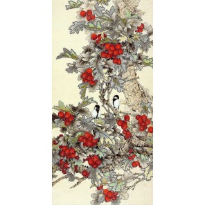 Пример оформления в рамке Лесные ягоды Канва с рисунком для вышивки бисером Конек 9466