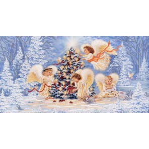 Пример оформления в рамке Рождественская елка Канва с рисунком для вышивки бисером Конек 9477