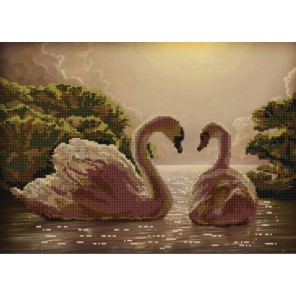 Пара лебедей Канва с рисунком для вышивки бисером Конек