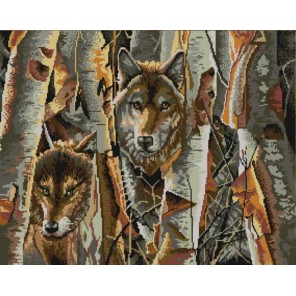 Пример оформления в рамке Волки в лесу Канва с рисунком для вышивки бисером Конек 9822