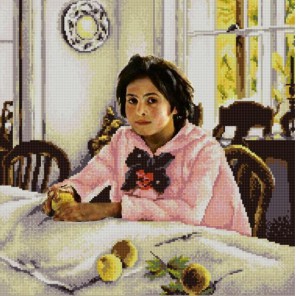 Девочка с персиками Канва с рисунком для вышивки бисером Конек