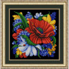 Пример оформления в рамке Цветы Канва с рисунком для вышивки бисером Конек 9879
