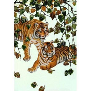Пара тигров Канва с рисунком для вышивки бисером Конек
