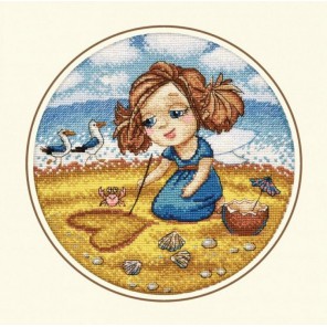 Пример оформления в рамке Алиса на море Набор для вышивания Овен 872