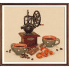 Пример оформления в рамке Кофейная история Набор для вышивания Овен 983
