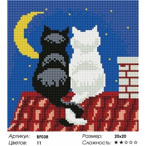 Сложность и количество цветов Влюбленные коты Алмазная мозаика вышивка на подрамнике BF038