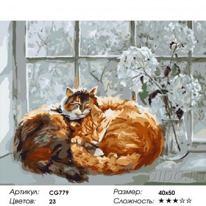 Кошачьи нежности Раскраска по номерам на холсте CG779
