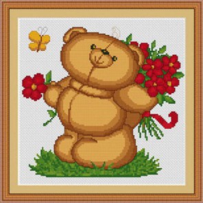Медвежонок с цветами Набор для вышивания Luca-S